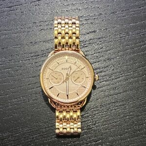 Fossil Rose Gold Watch with Dual Subdials ES3713